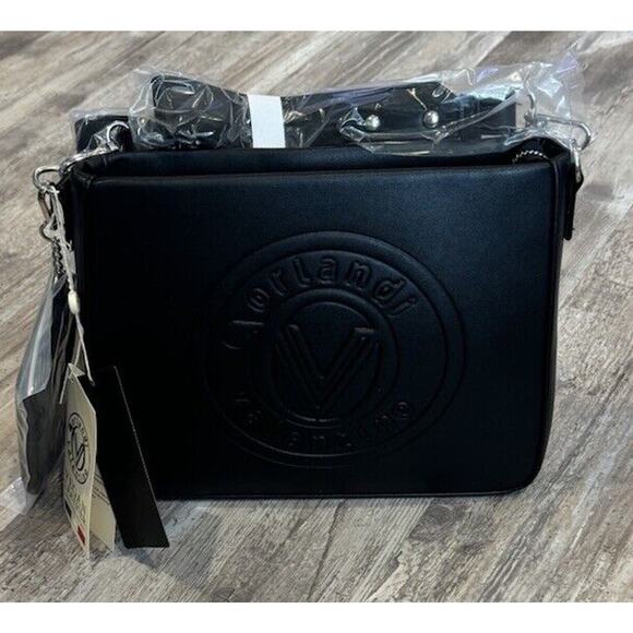 Valentino Orlandi Black Crossbody Bag NWT Vegan Leather Designed in Italy - Picture 2 of 6